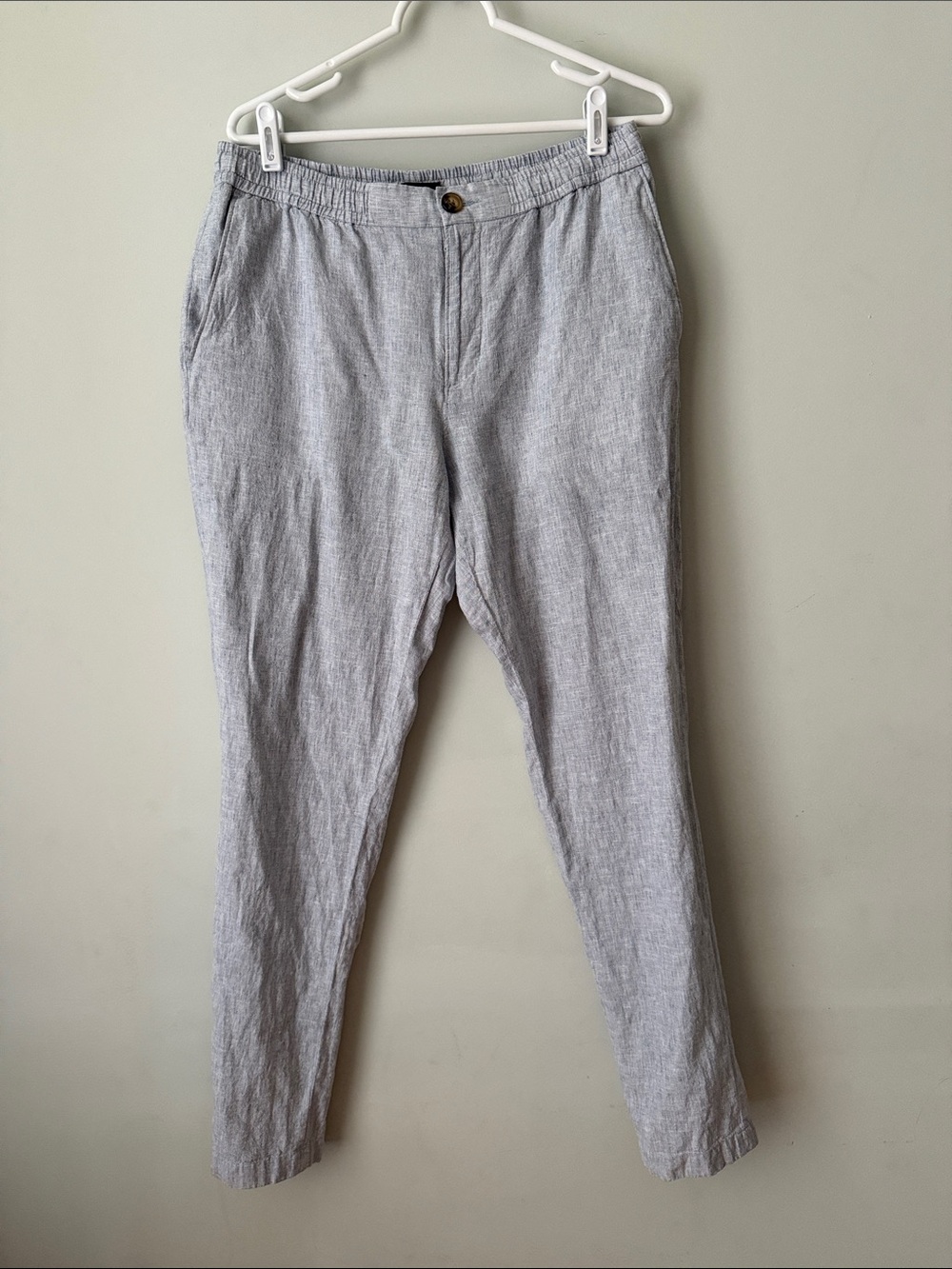 14th & Union Light Blue Casual Linen-Blend Slim Fit Pants